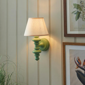 Wooden Carnaby & Ivy 20cm Vintage white shade - Comet Lighting