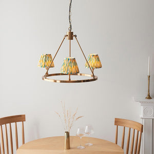 Chester & Ikat 16cm Yellow & jade shade Chandelier - Comet Lighting