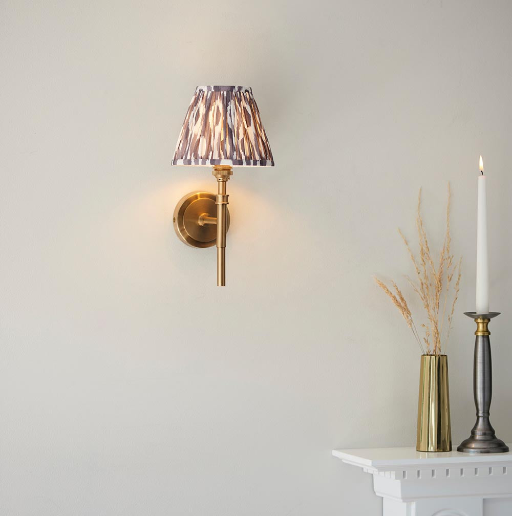 Chester & Ikat 16cm Pearl grey shade Wall Light - Comet Lighting