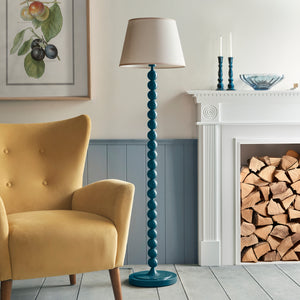 Gloss Blue Higgledy & Ivy 40cm Vintage white shade - Comet Lighting
