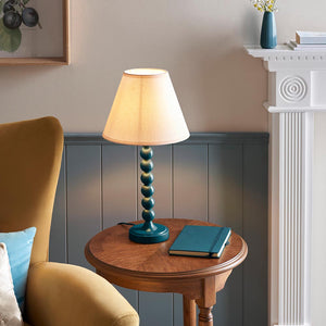 Gloss Blue Higgledy & Ivy 25cm Vintage white shade - Comet Lighting
