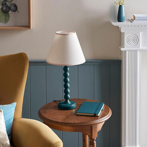 Gloss Blue Higgledy & Ivy 25cm Vintage white shade - Comet Lighting