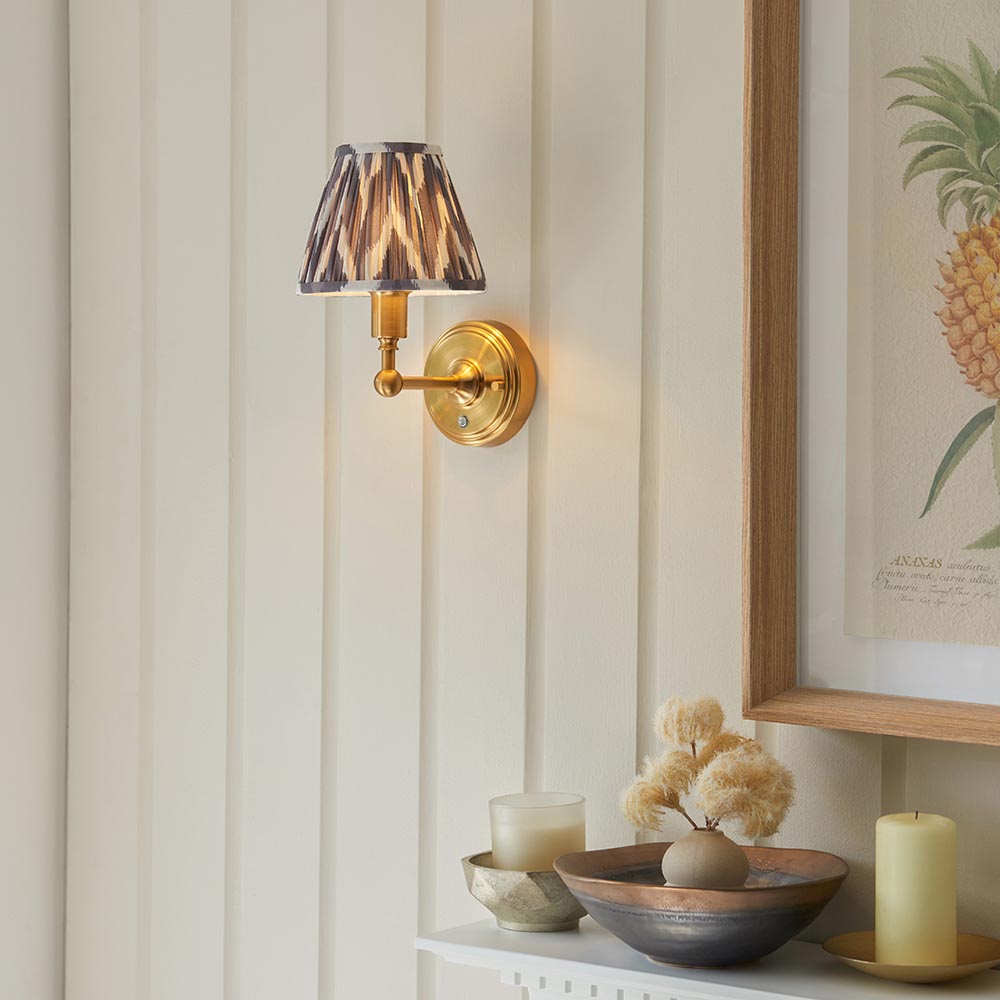 Wall light Burley Rechargeable & Zigzag 16cm Pearl grey shade - Comet Lighting