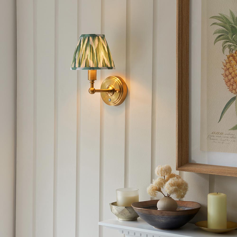 Wall light Burley Rechargeable & Zigzag 16cm Cotswold green shade - Comet Lighting