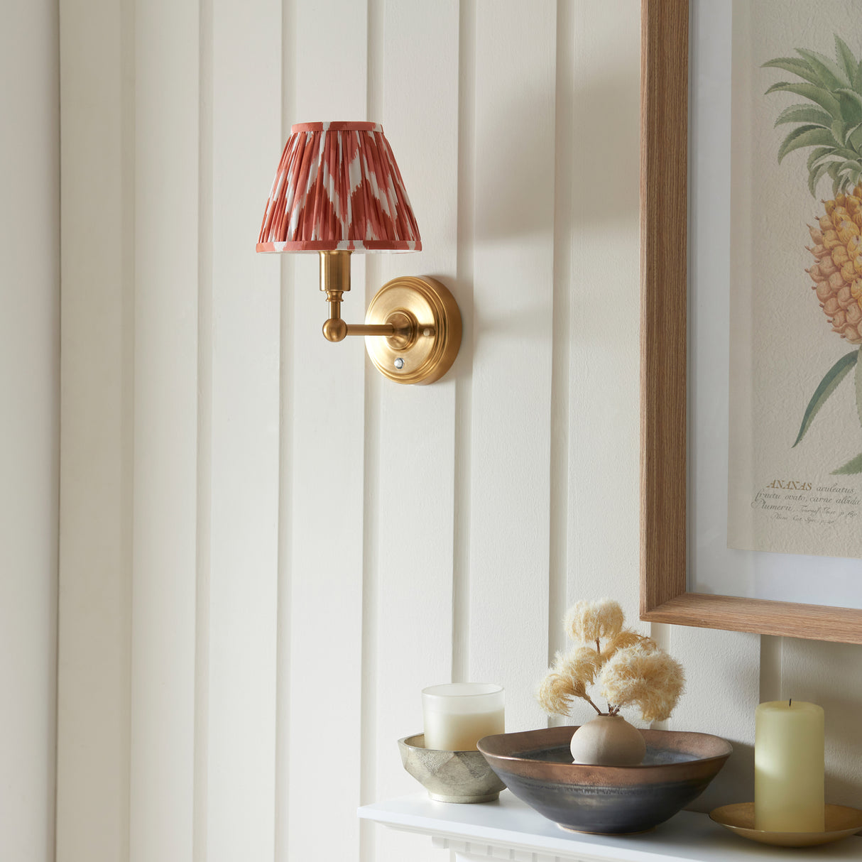 Wall light Burley Rechargeable & Zigzag 16cm Apricot orange shade - Comet Lighting