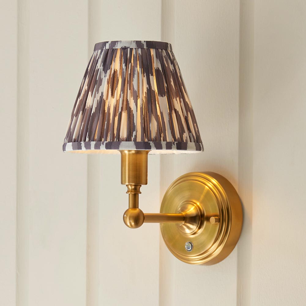 Wall light Burley Rechargeable & Ikat 16cm Pearl grey shade - Comet Lighting