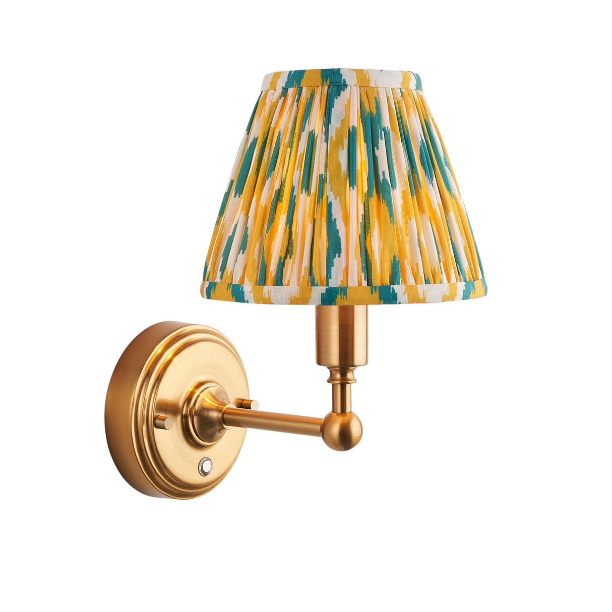 Wall light Burley Rechargeable & Ikat 16cm Yellow & jade shade - Comet Lighting