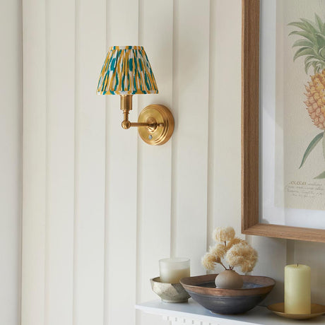 Wall light Burley Rechargeable & Ikat 16cm Yellow & jade shade - Comet Lighting