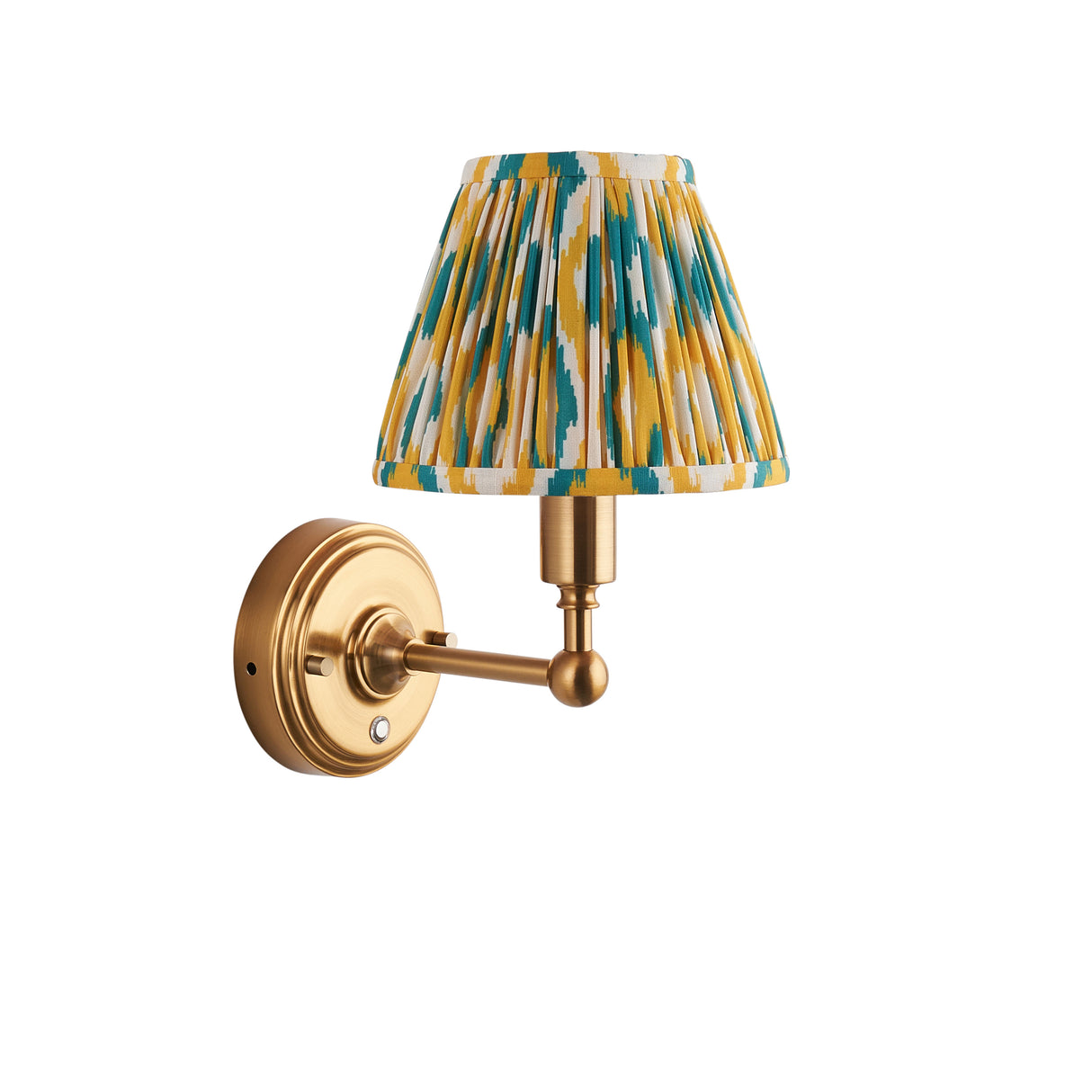 Wall light Burley Rechargeable & Ikat 16cm Yellow & jade shade - Comet Lighting