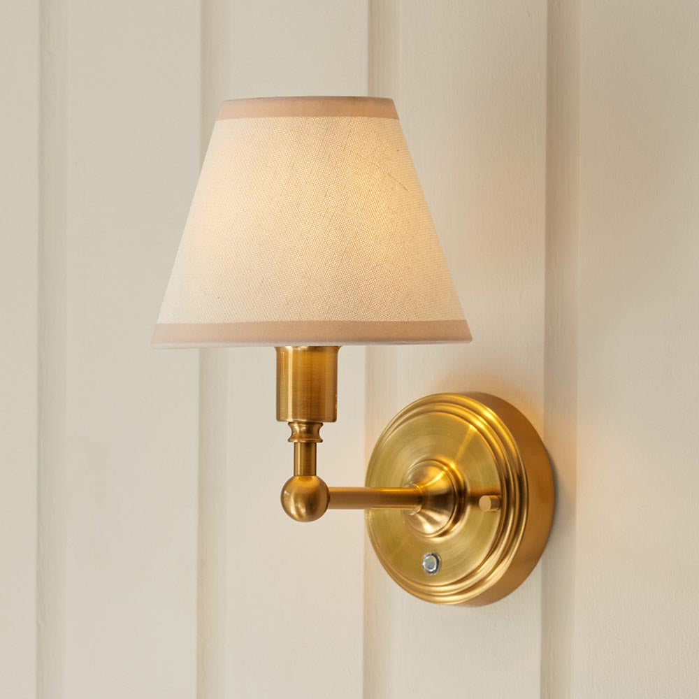 Wall light Burley Rechargeable & Ivy 16cm Vintage white shade - Comet Lighting