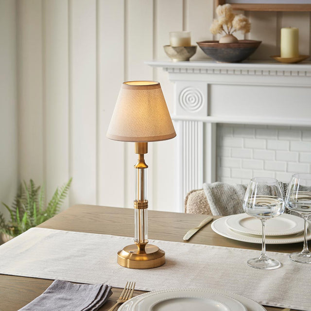 Morton Rechargeable & Ivy 16cm Vintage white shade - Comet Lighting