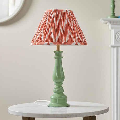 Gloss Green Myrtle & Zigzag 30cm Apricot orange shade