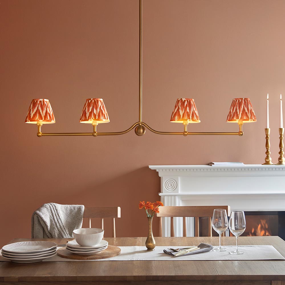 Santiago & Zigzag 16cm Apricot orange shade 4Lt Pendant - Comet Lighting