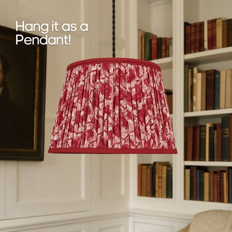 AARTIN 35 CM CRIMSON BLOOMS STRAIGHT EMPIRE GATHERED LAMPSHADE IN COTTON