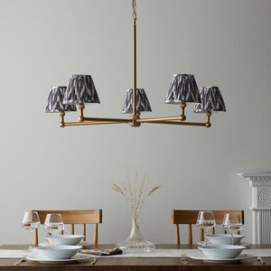 Santiago & Zigzag 16cm Pearl grey shade 5Lt Pendant - Comet Lighting