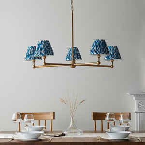 Santiago & Ikat 16cm Marlin blue shade 5Lt Pendant - Comet Lighting