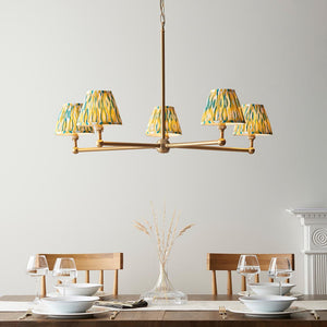 Santiago & Ikat 16cm Yellow & jade shade 5Lt Pendant - Comet Lighting