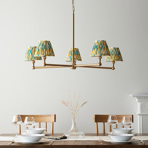 Santiago & Ikat 16cm Yellow & jade shade 5Lt Pendant - Comet Lighting