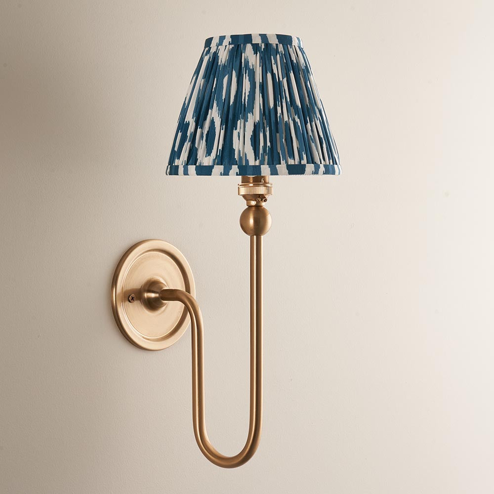 Santiago & Ikat 16cm Marlin blue shade Wall Light - Comet Lighting