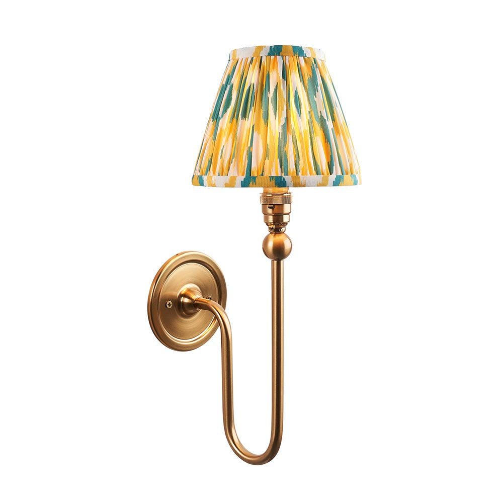 Santiago & Ikat 16cm Yellow & jade shade Wall Light - Comet Lighting