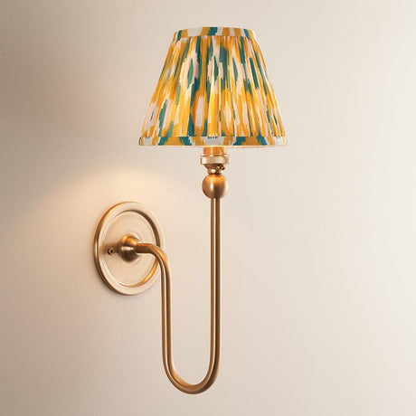 Santiago & Ikat 16cm Yellow & jade shade Wall Light - Comet Lighting