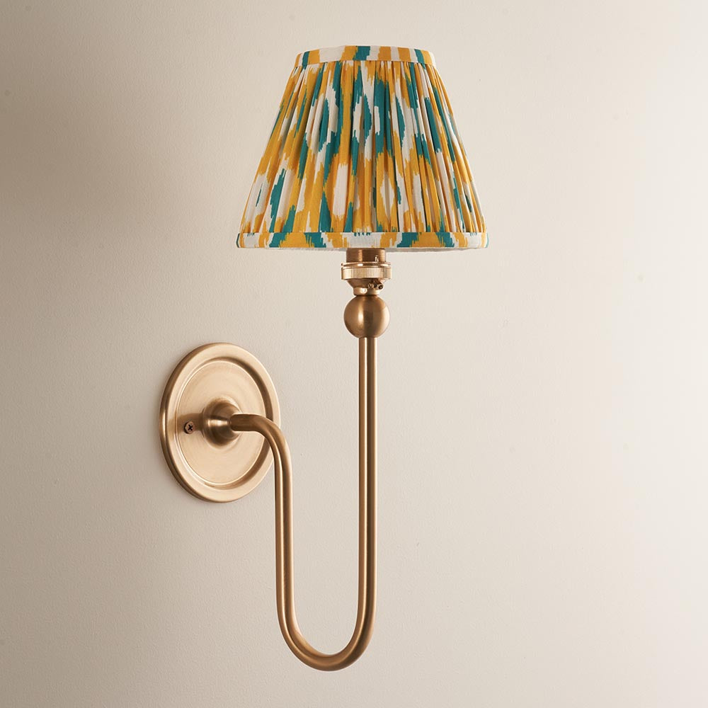 Santiago & Ikat 16cm Yellow & jade shade Wall Light - Comet Lighting