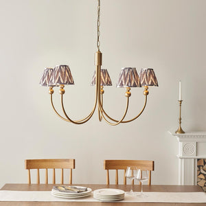 Santiago & Zigzag 16cm Pearl grey shade 5Lt classic pendant - Comet Lighting