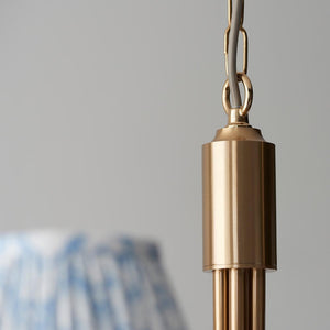 Santiago & Leaf 16cm Shell bay blue shade 5Lt classic pendant - Comet Lighting
