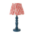 Wooden Blue Bibury & Ikat 20cm Coral pink shade - Comet Lighting