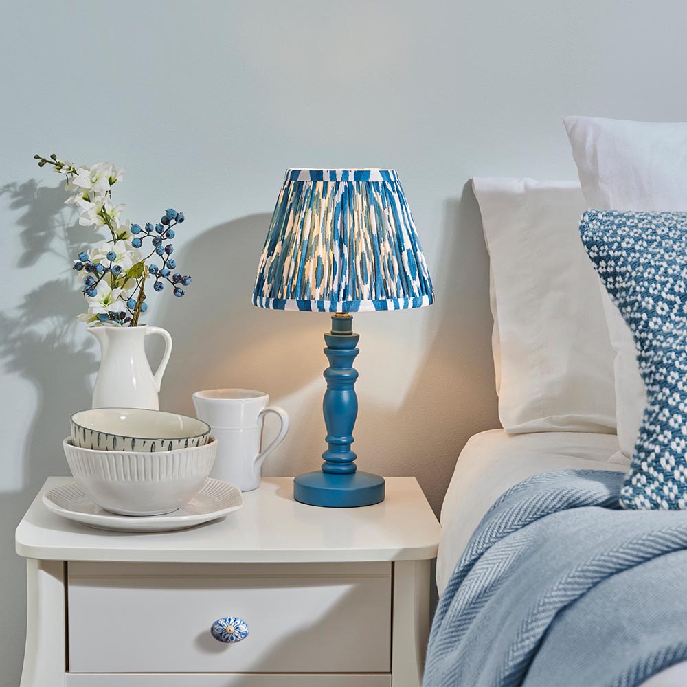 Wooden Blue Bibury & Ikat 20cm Marlin blue shade