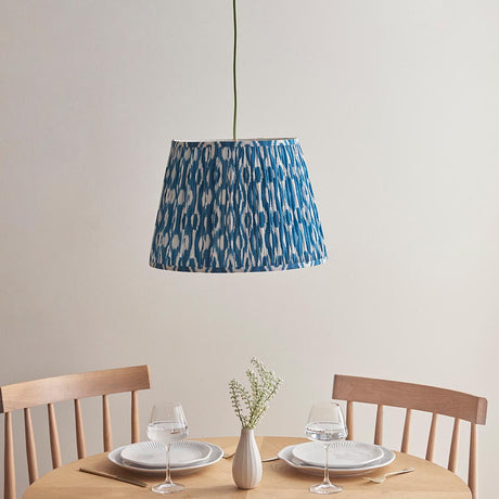 Eltham & Ikat 40cm Marlin blue shade Ceiling Pendant - Comet Lighting
