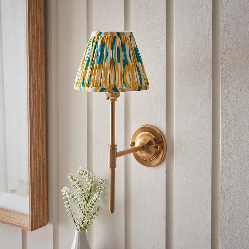 Dome T Bar & Ikat 16cm Yellow & jade shade - Comet Lighting