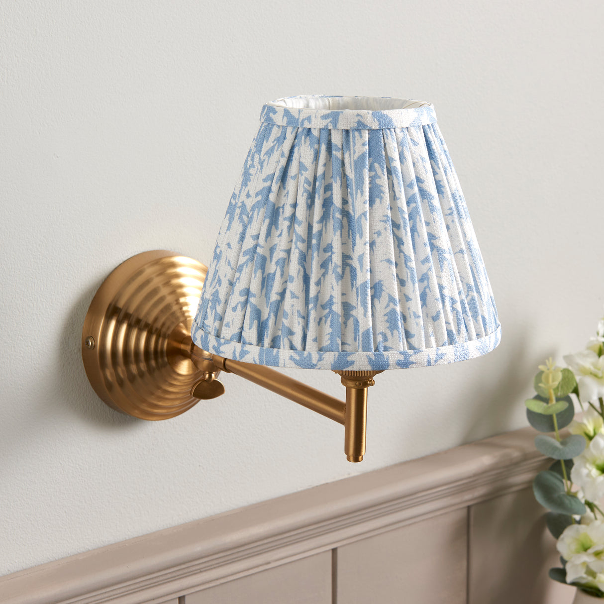 Obelisk Fold & Leaf 16cm Shell bay blue shade - Comet Lighting