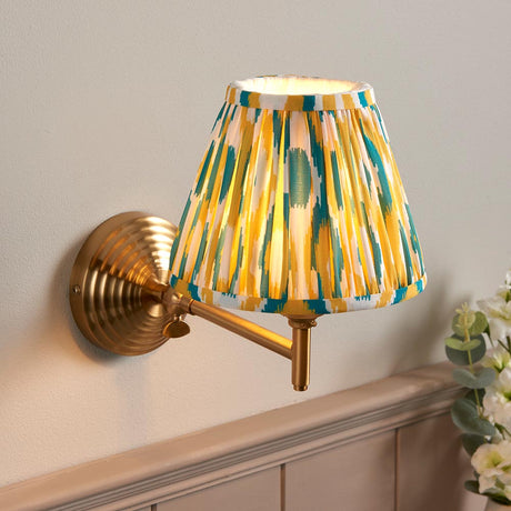 Obelisk Fold & Ikat 16cm Yellow & jade shade - Comet Lighting