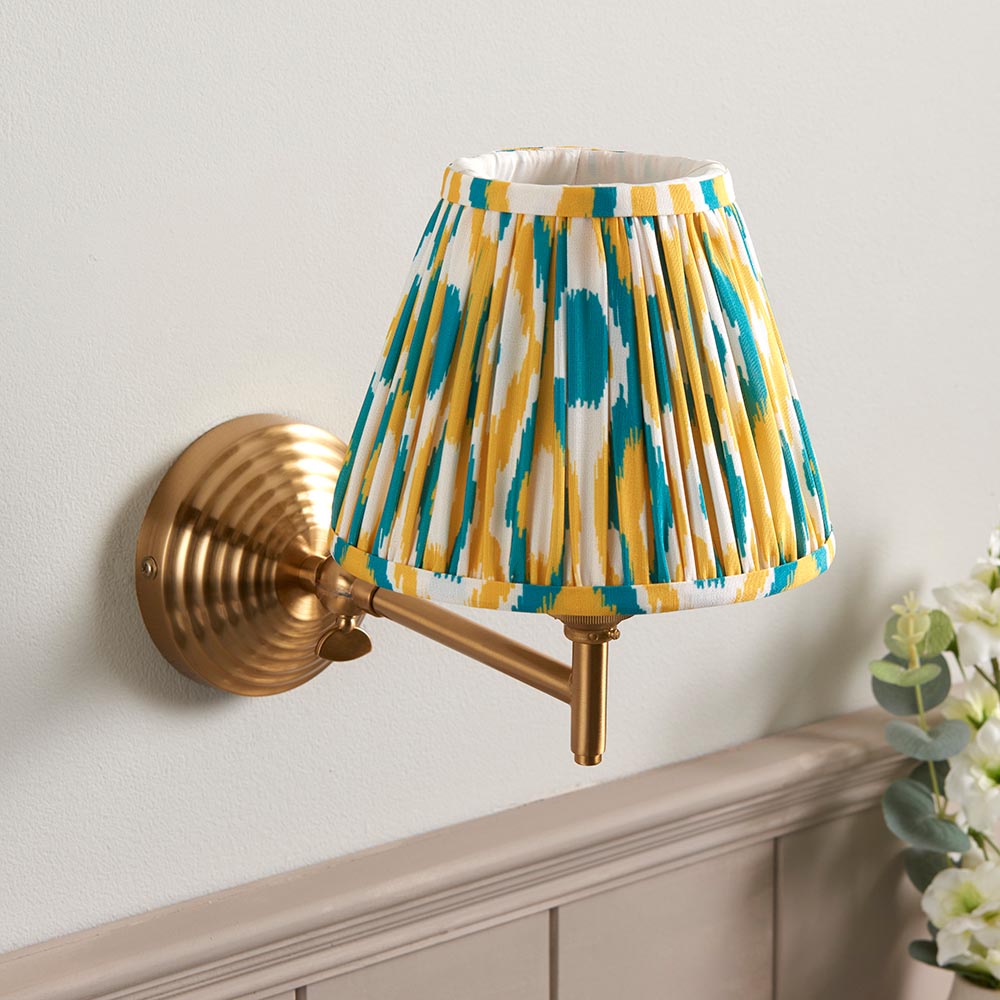 Obelisk Fold & Ikat 16cm Yellow & jade shade - Comet Lighting