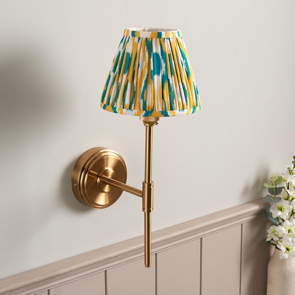 Step T Bar & Ikat 16cm Yellow & jade shade - Comet Lighting