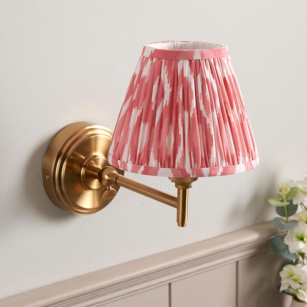 Step Fold & Ikat 16cm Coral pink shade - Comet Lighting