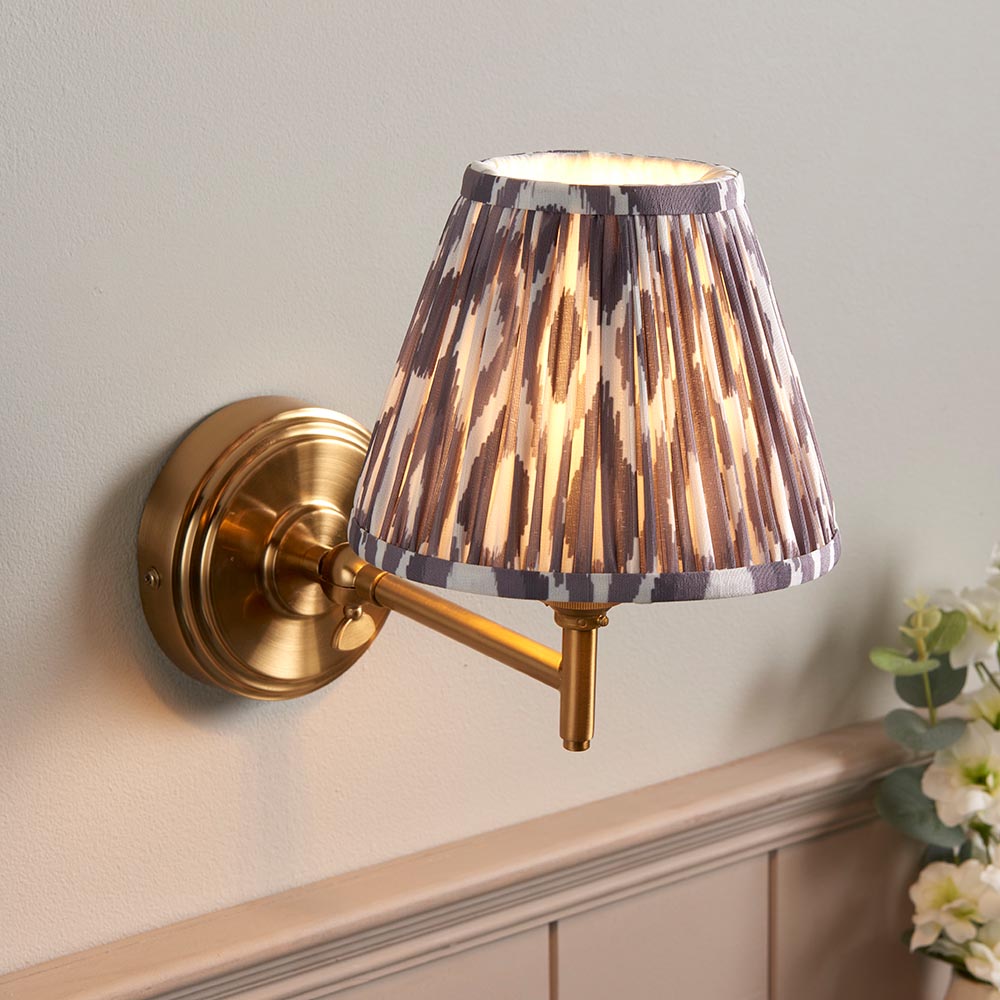 Step Fold & Ikat 16cm Pearl grey shade - Comet Lighting