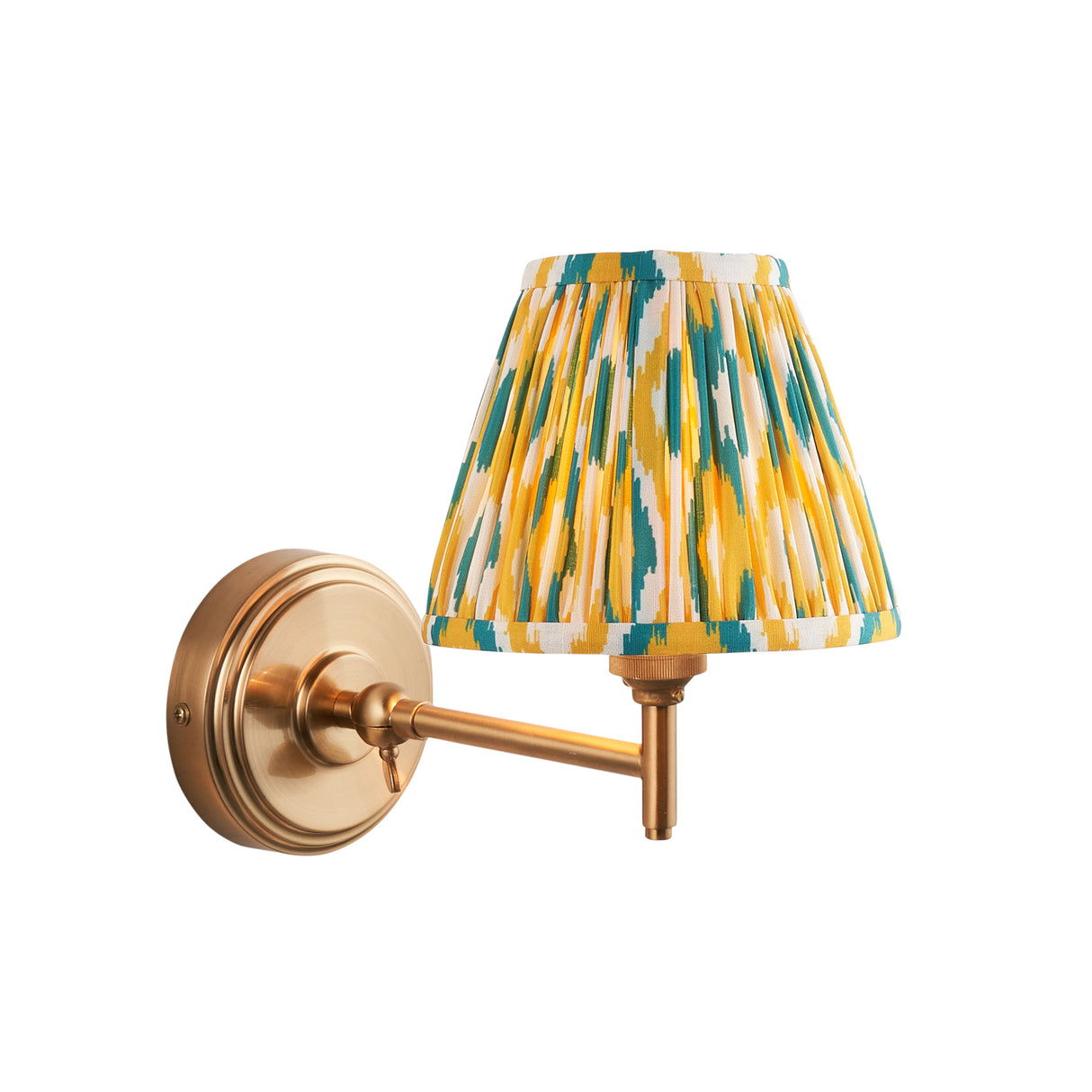 Step Fold & Ikat 16cm Yellow & jade shade - Comet Lighting