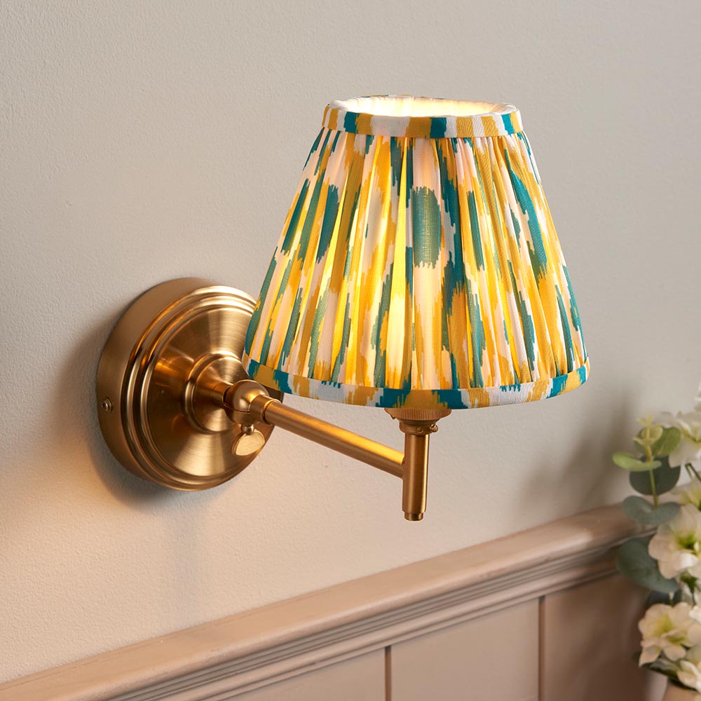 Step Fold & Ikat 16cm Yellow & jade shade - Comet Lighting