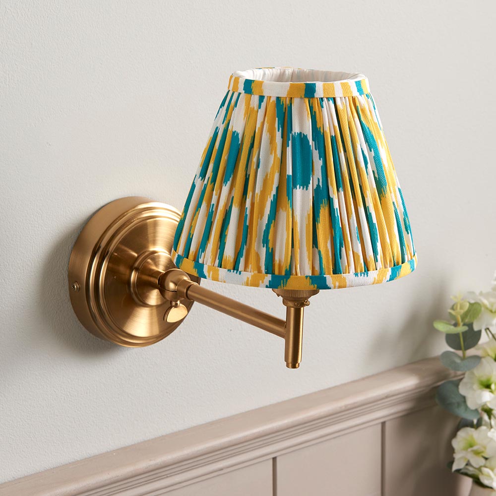 Step Fold & Ikat 16cm Yellow & jade shade - Comet Lighting