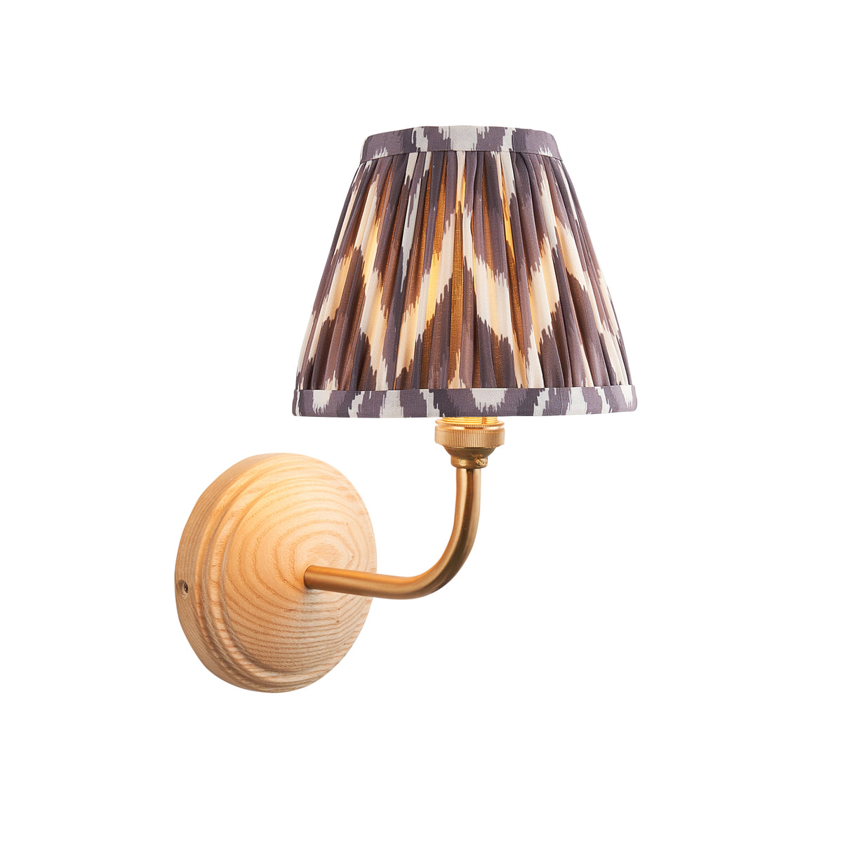 Wood Arc & Zigzag 16cm Pearl grey shade - Comet Lighting