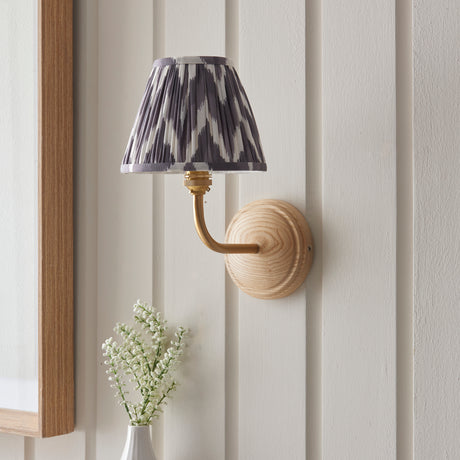 Wood Arc & Zigzag 16cm Pearl grey shade - Comet Lighting