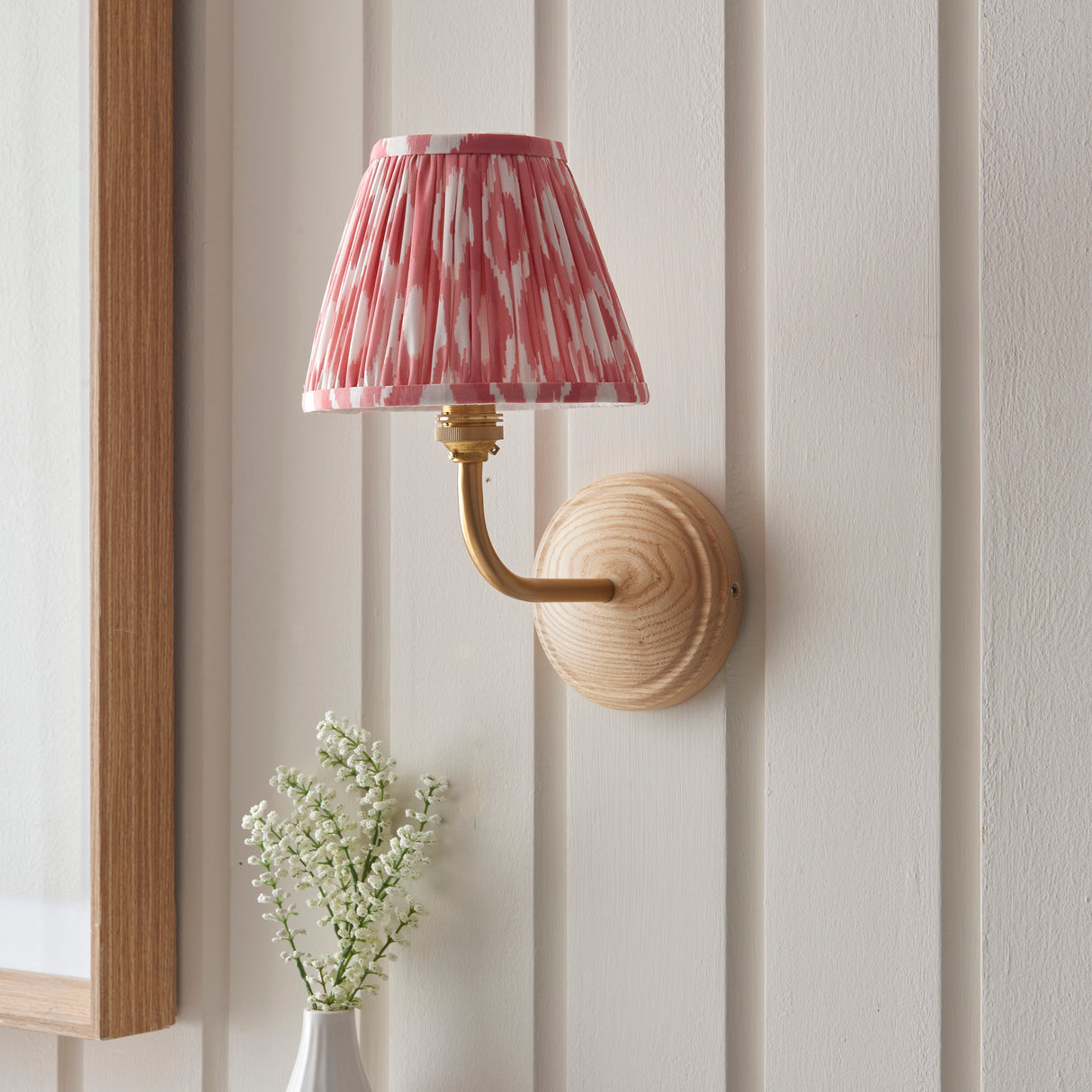 Wood Arc & Ikat 16cm Coral pink shade - Comet Lighting