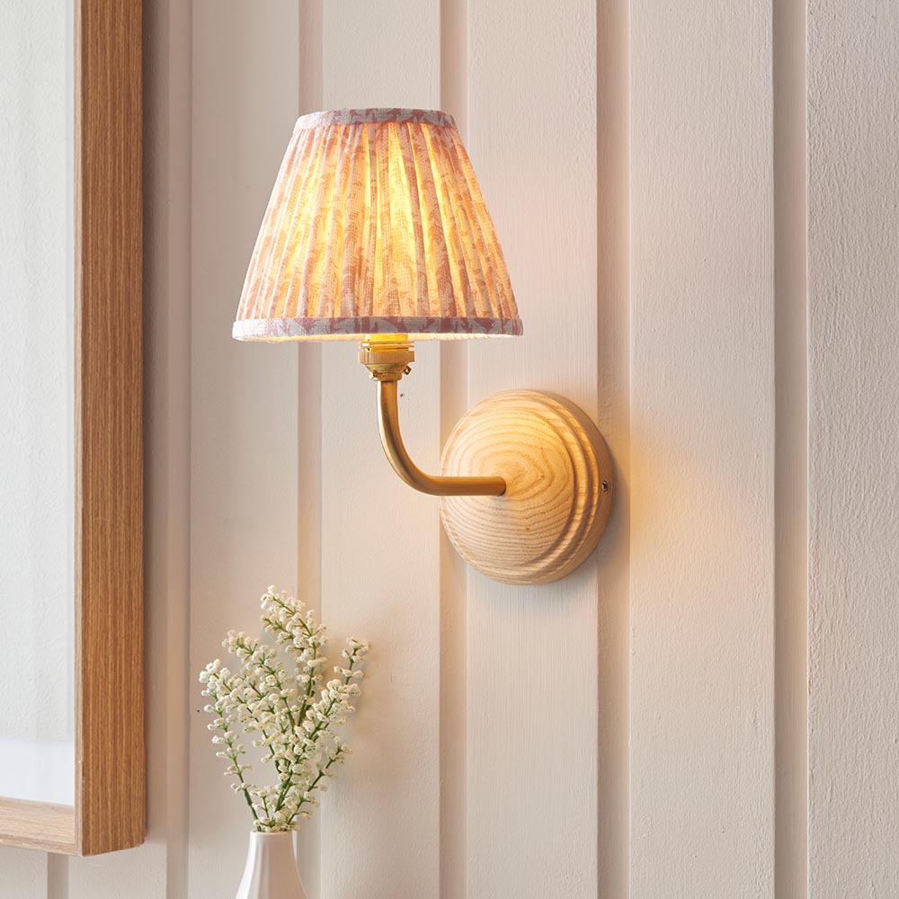 Wood Arc & Leaf 16cm Peachy keen shade - Comet Lighting