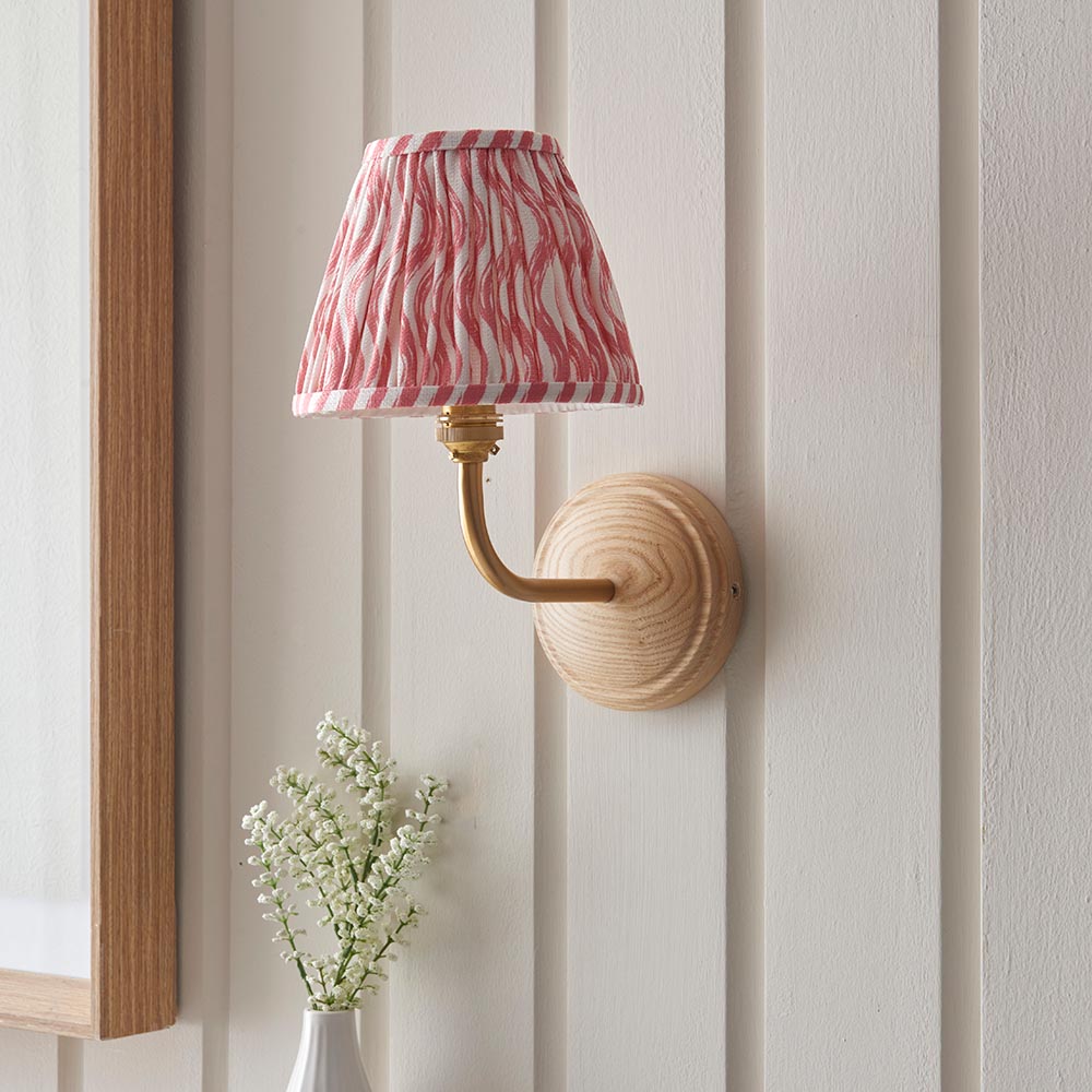 Wood Arc & Ripple 16cm Coral pink shade - Comet Lighting