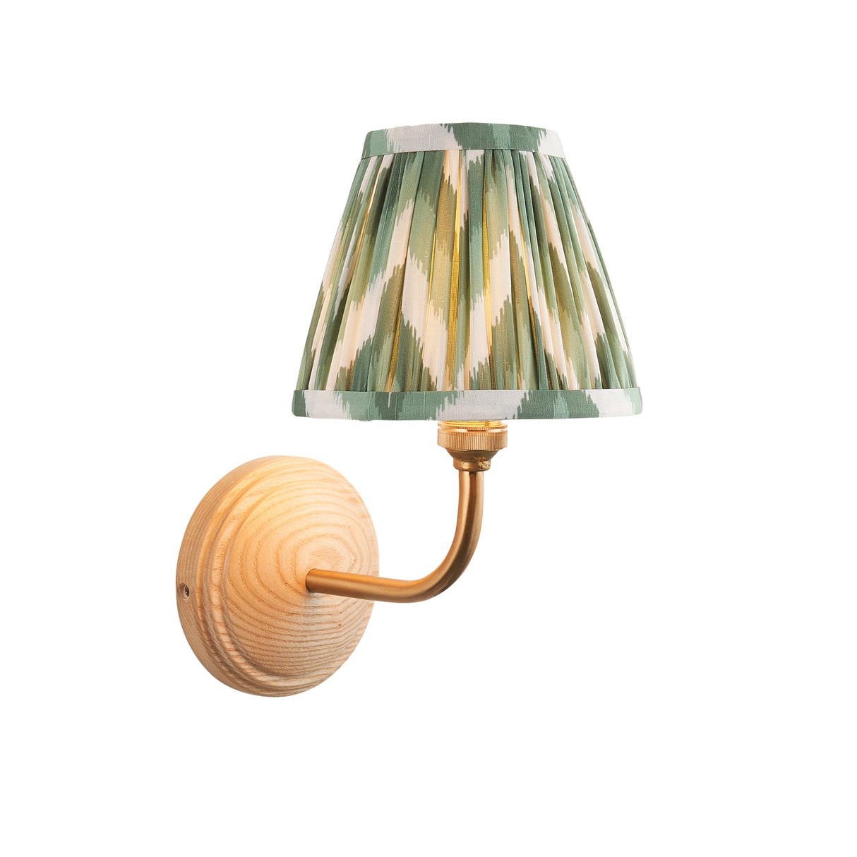 Wood Arc & Zigzag 16cm Cotswold green shade - Comet Lighting