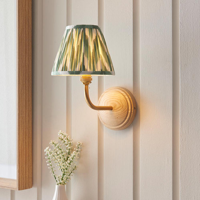 Wood Arc & Zigzag 16cm Cotswold green shade - Comet Lighting