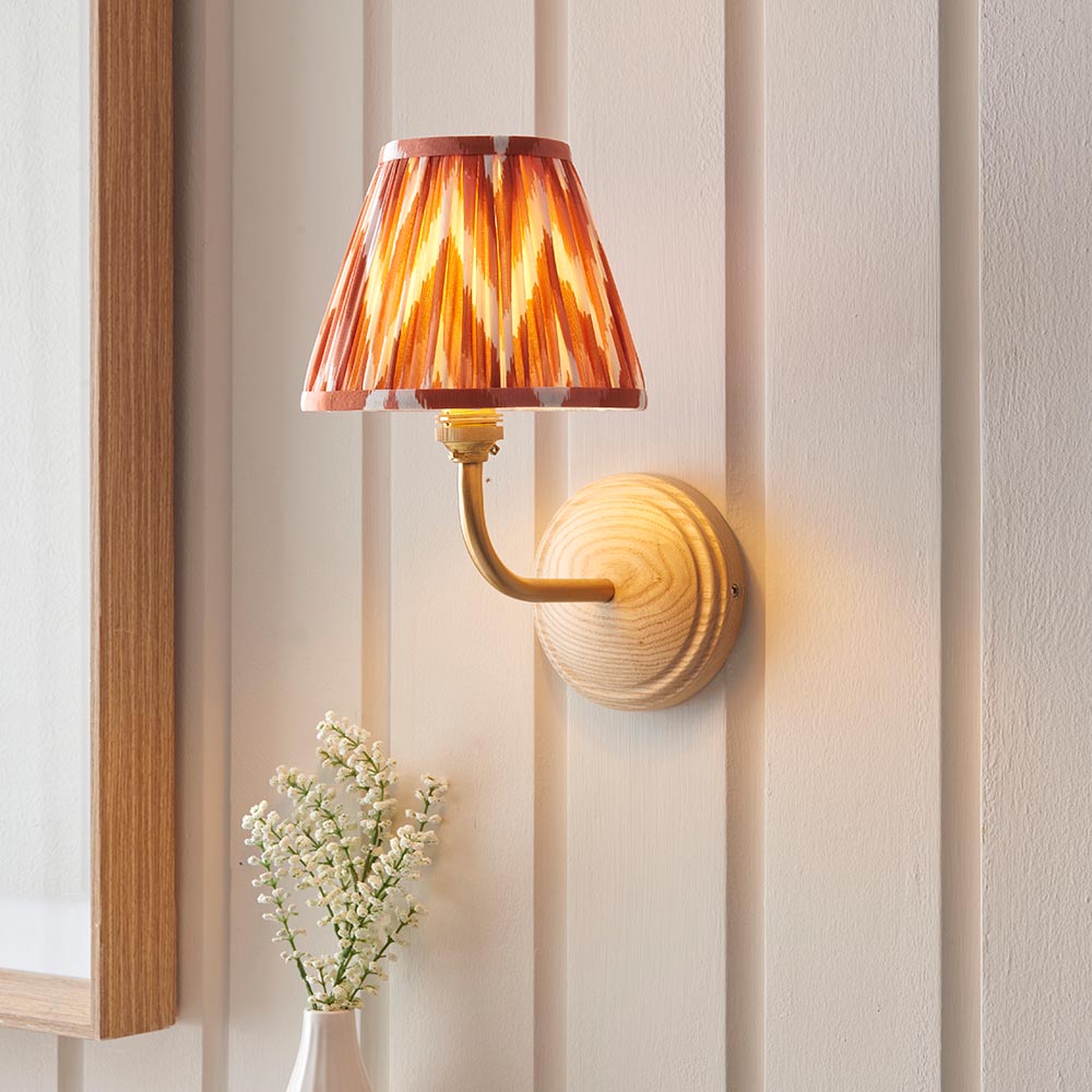 Wood Arc & Zigzag 16cm Apricot orange shade - Comet Lighting