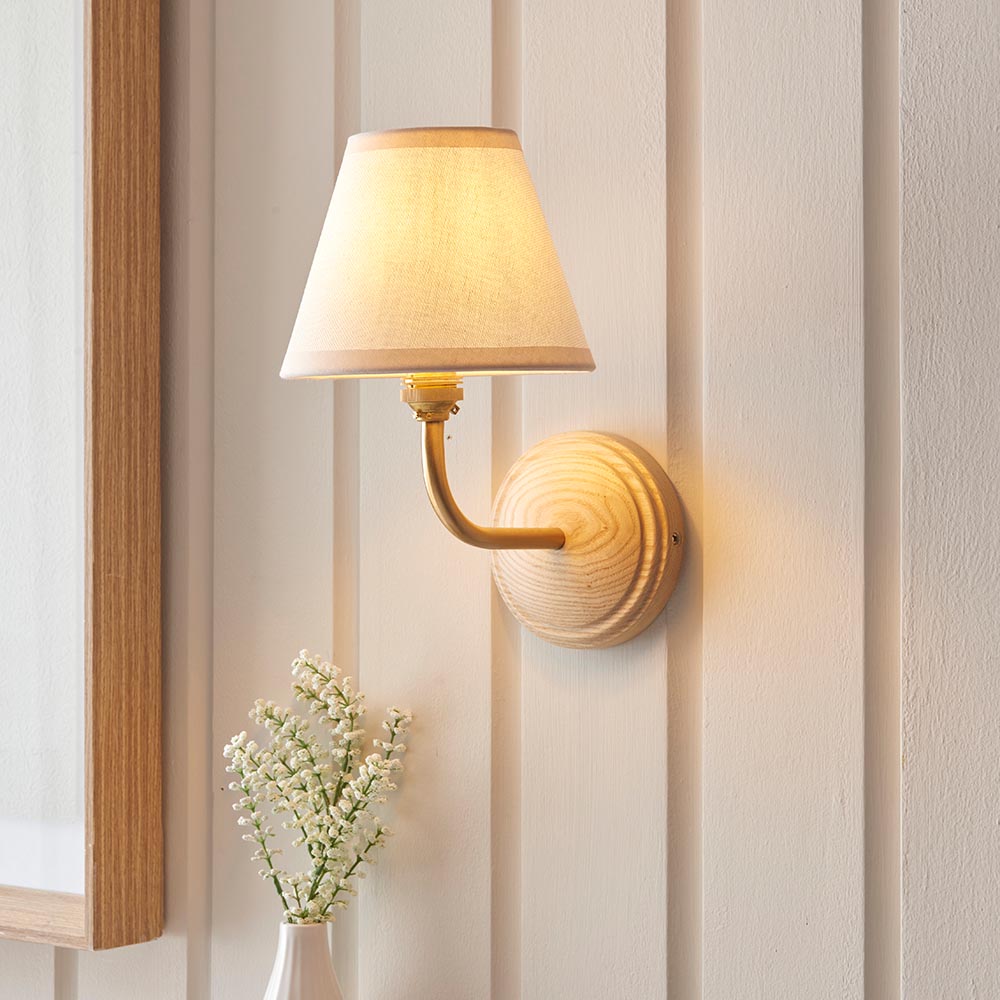 Wood Arc & Ivy 16cm Vintage white shade - Comet Lighting